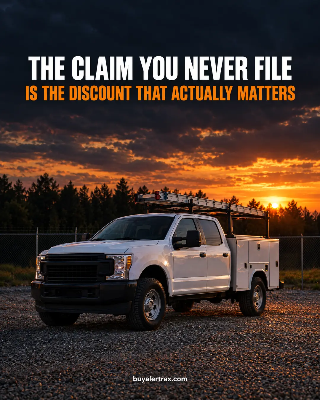 Commercial work truck at a job site - what GPS tracking does to a fleet insurance renewal